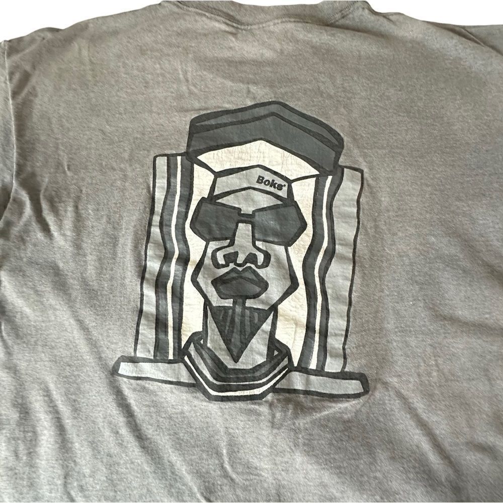 Vintage 90s Boks by Reebok Abstract Face Grey T-shirt size XL